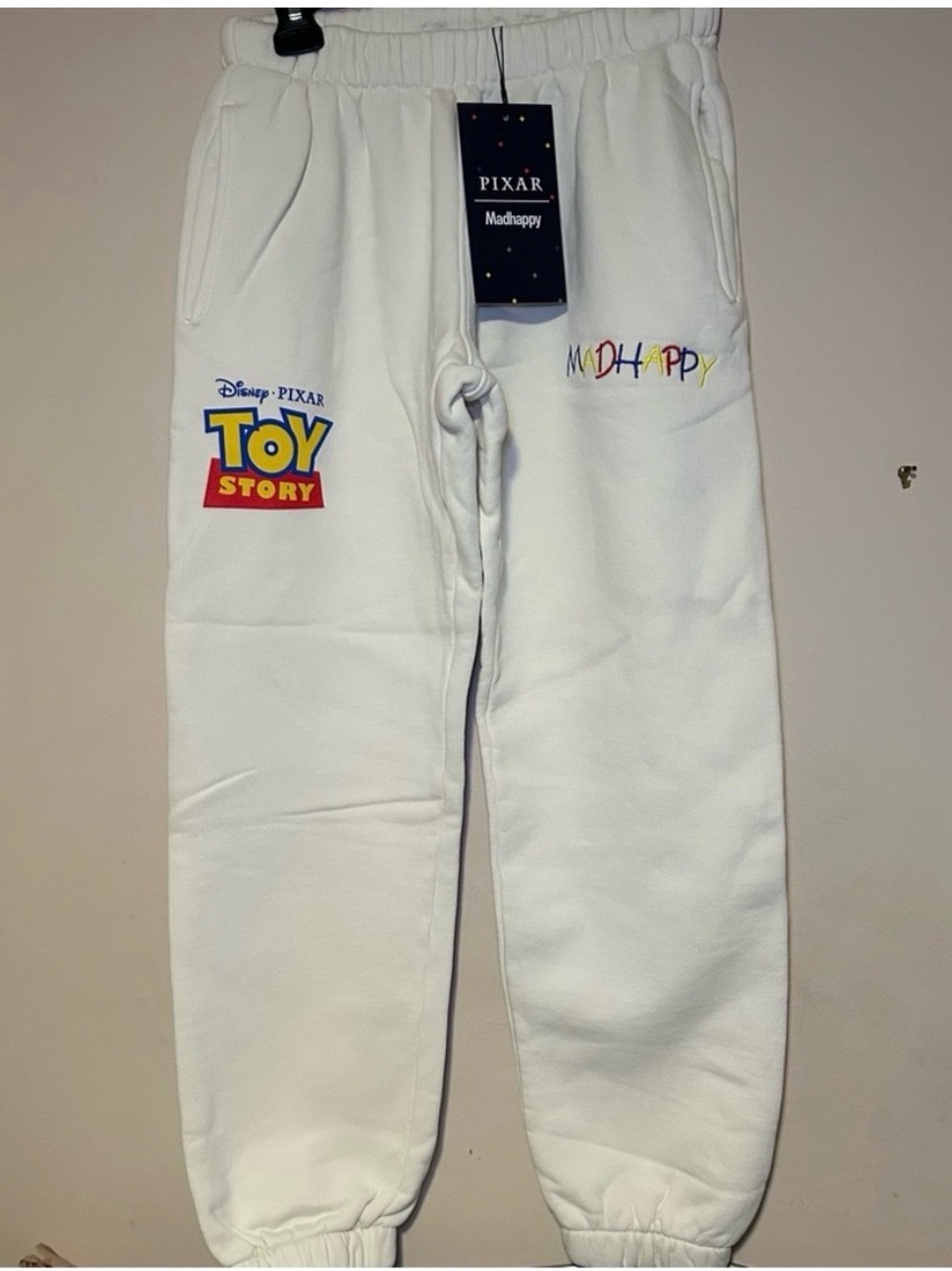 Madhappy x Pixar Toy Story White Fleece Sweatpants NWT Size Small